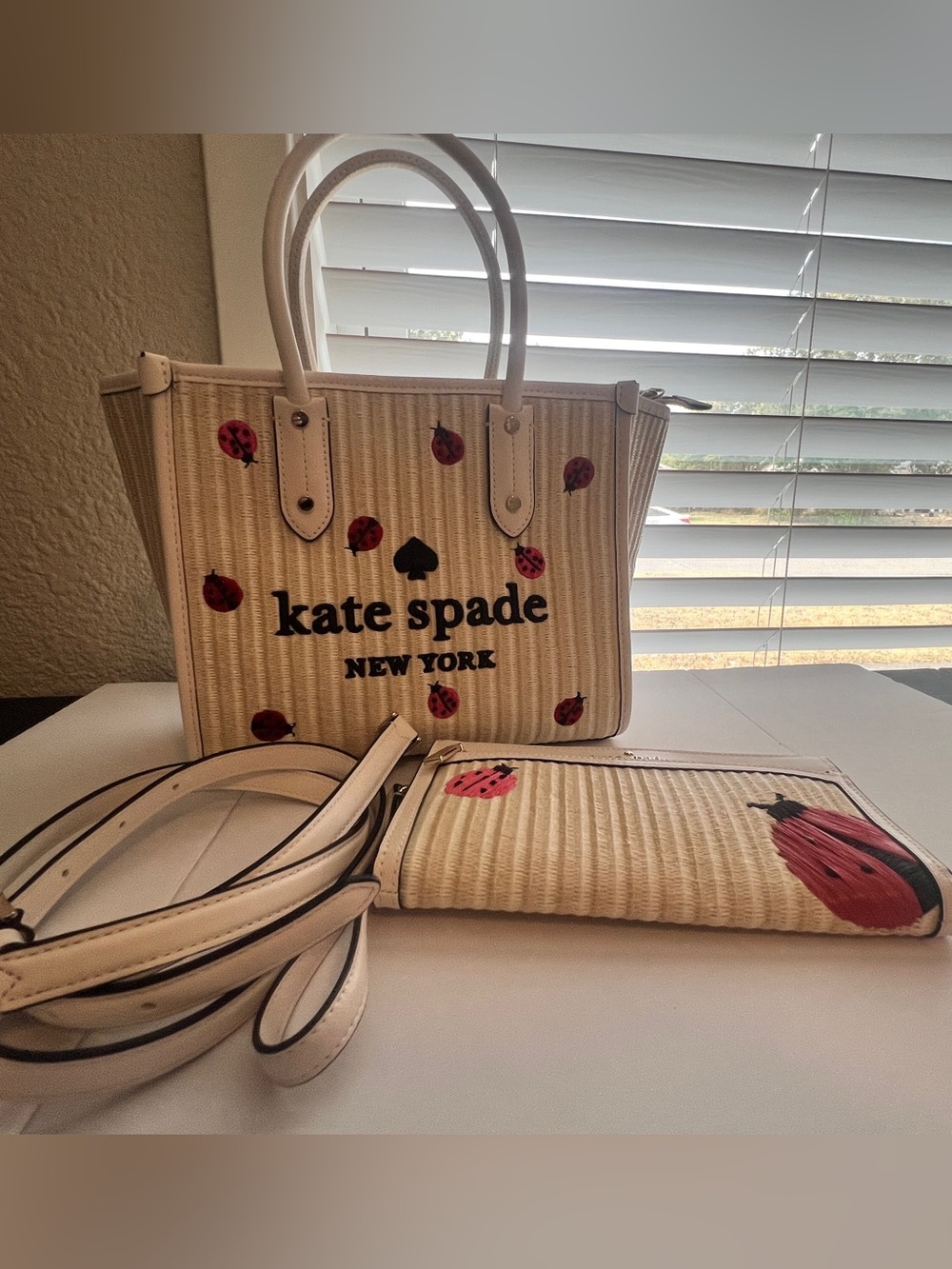 Kate Spade Ella Dottie Ladybug Tote + Wristlet Set NWT KA637 KA573